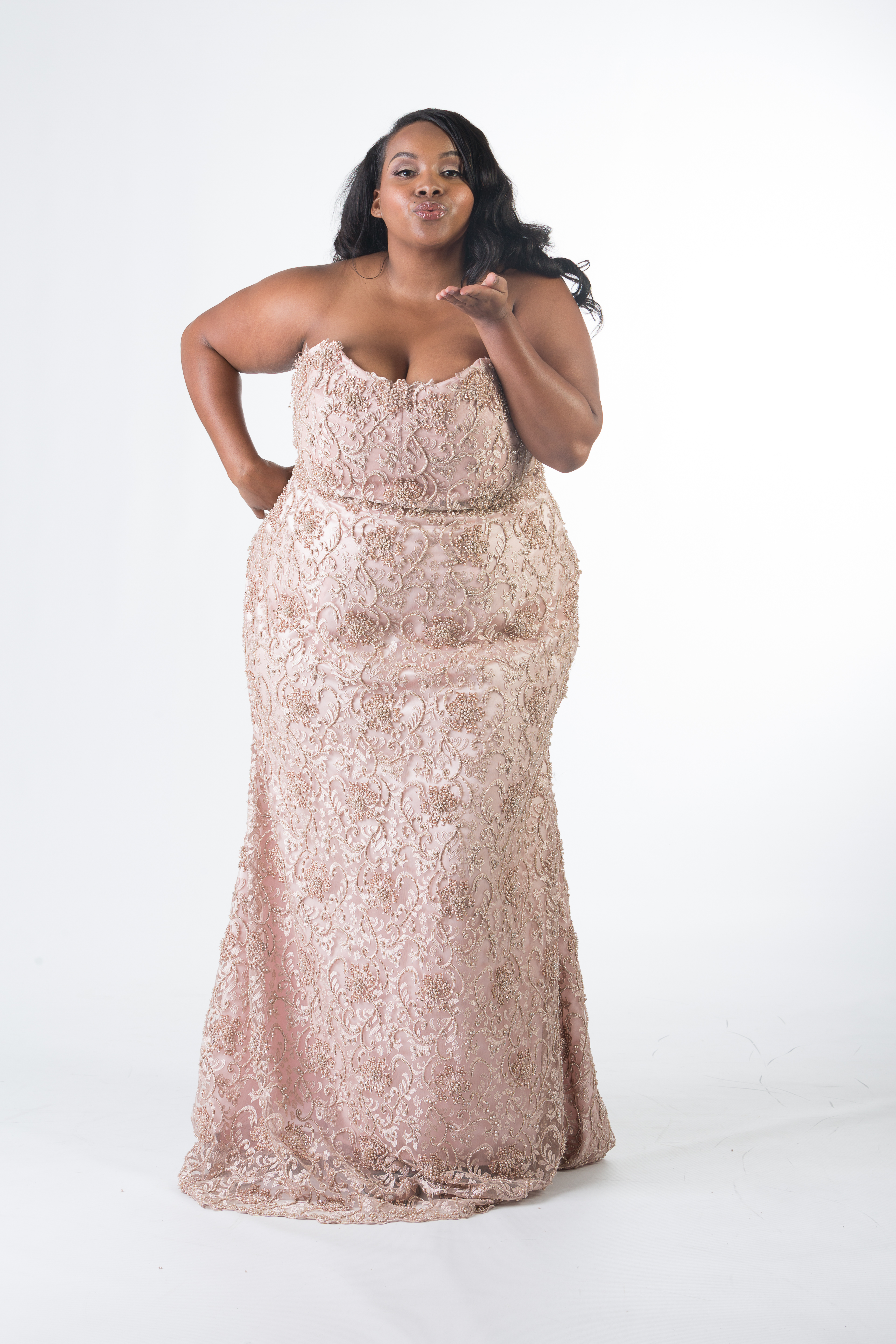 Couture Beaded Plus Size Corset Dress
