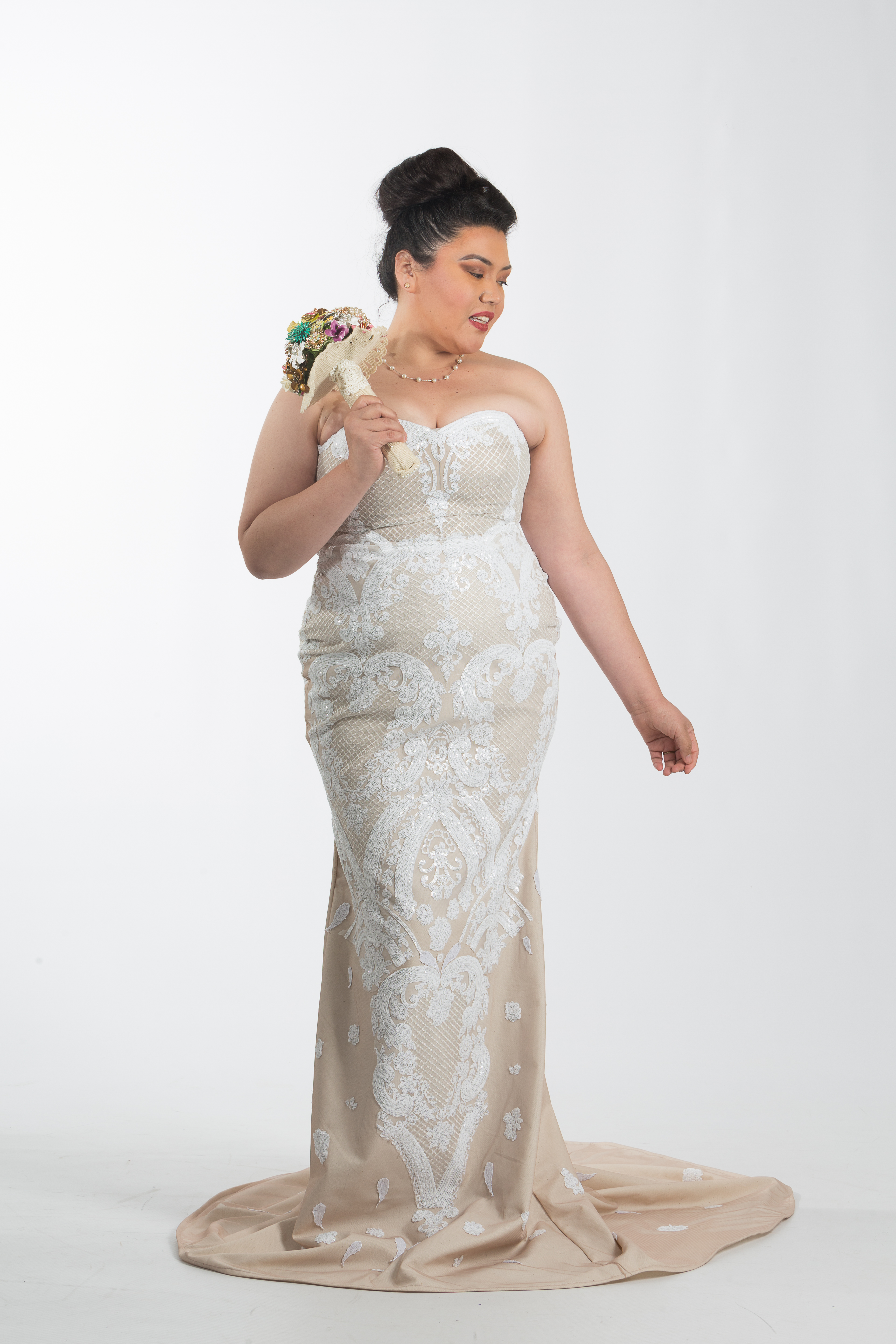 Strapless Nude Couture Plus Size Wedding Dress Ndiritzy