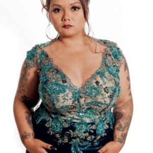 Plus size Teal beaded dress